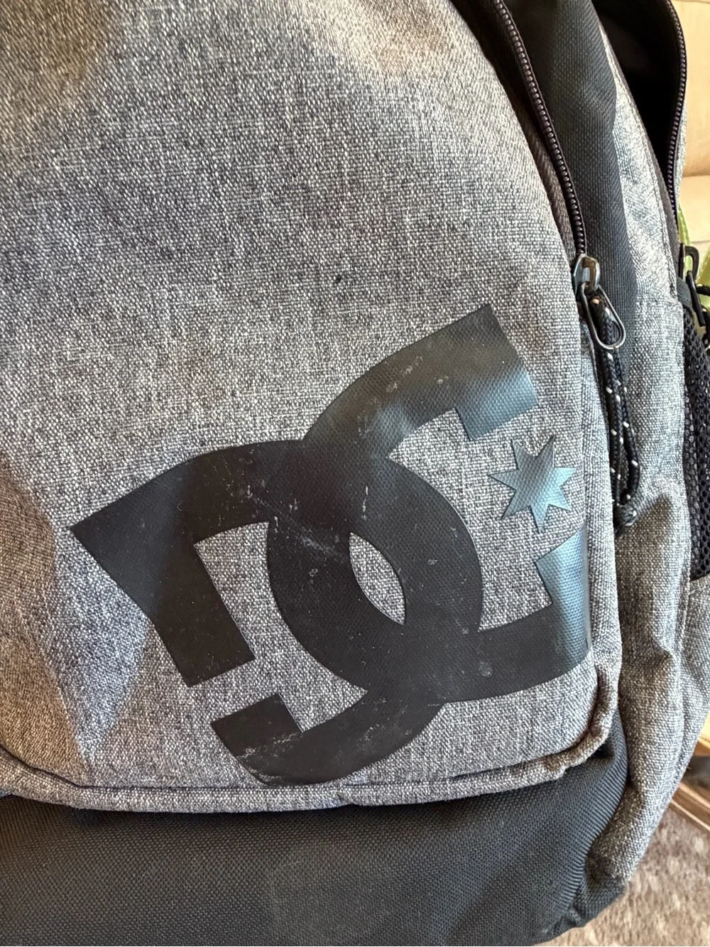 DC Grey and Black Men's Backpack with Logo